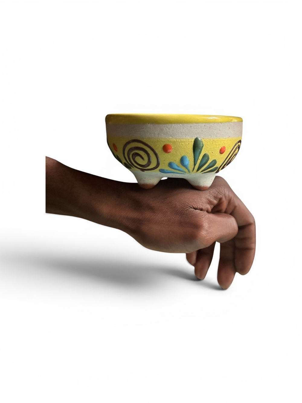 Authentic Hand-Painted Mexican Ceramic Molcajete Del Barro - Folk Art Infused